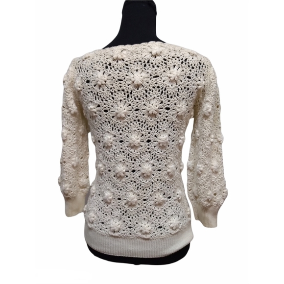 SK Imports neutral tone boho crochet sweater - Picture 2 of 10